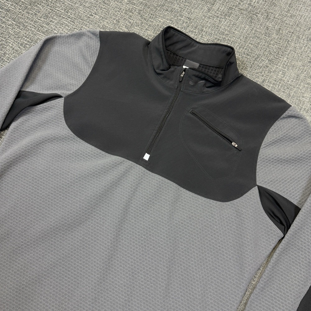 Nike Pullover Mens XL Gray Black Dri-FIT 1/4 Zip Long Sleeve Athletic